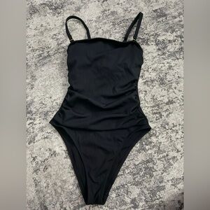 Shade & Shore Black One-Piece Swimsuit with Adjustable Straps